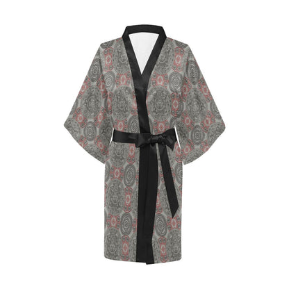 Calendar Aztec Style Print Pattern Women Short Kimono Robe