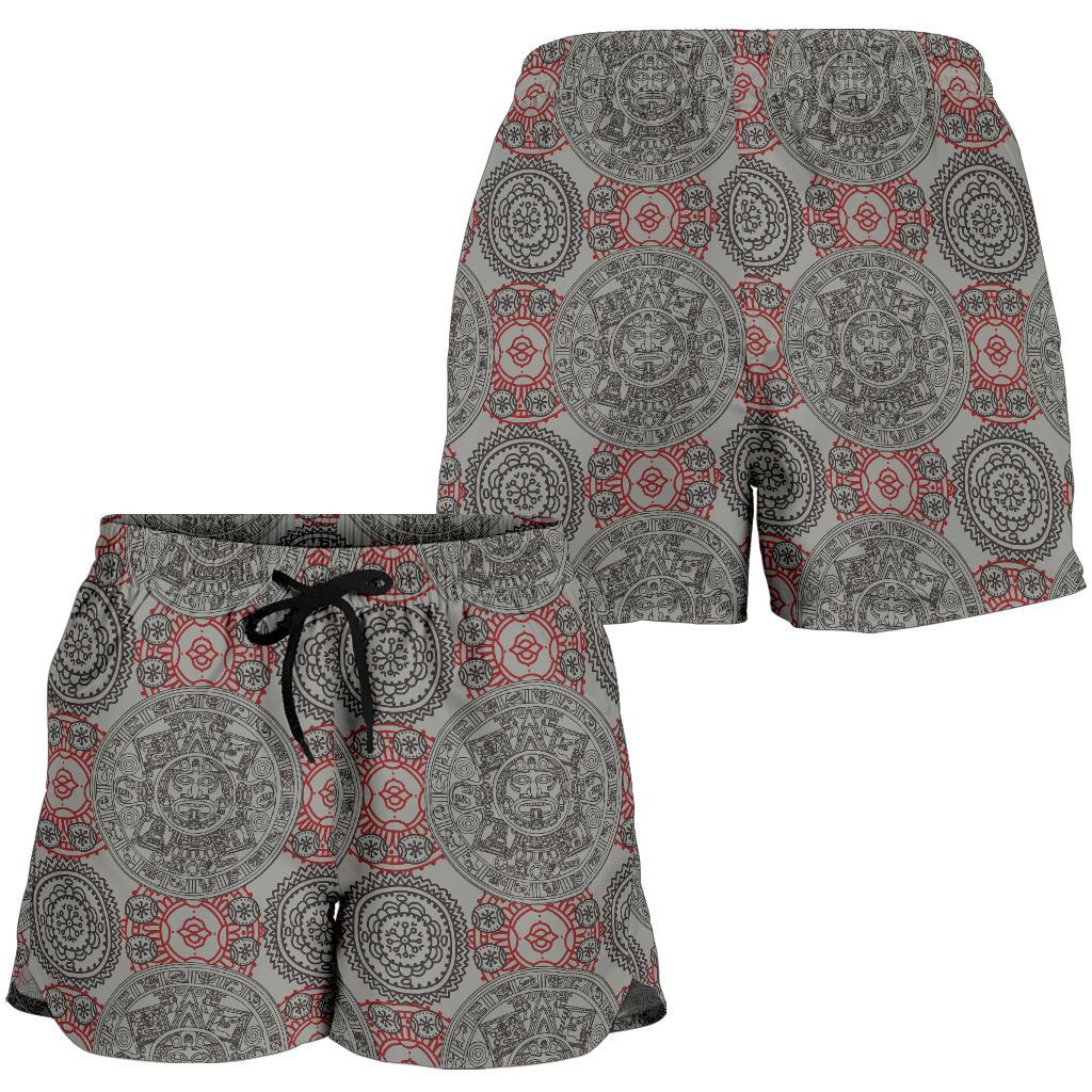 Calendar Aztec Style Print Pattern Women Shorts-JTAMIGO.COM