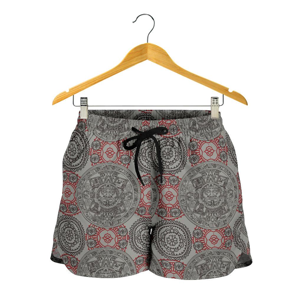 Calendar Aztec Style Print Pattern Women Shorts-JTAMIGO.COM
