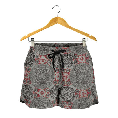 Calendar Aztec Style Print Pattern Women Shorts-JTAMIGO.COM
