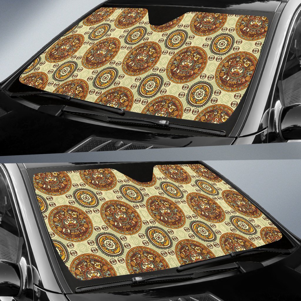 Calendar Aztec Themed Print Pattern Car Sun Shade For Windshield