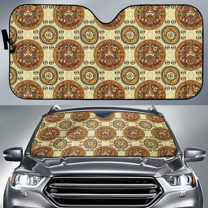 Calendar Aztec Themed Print Pattern Car Sun Shade For Windshield