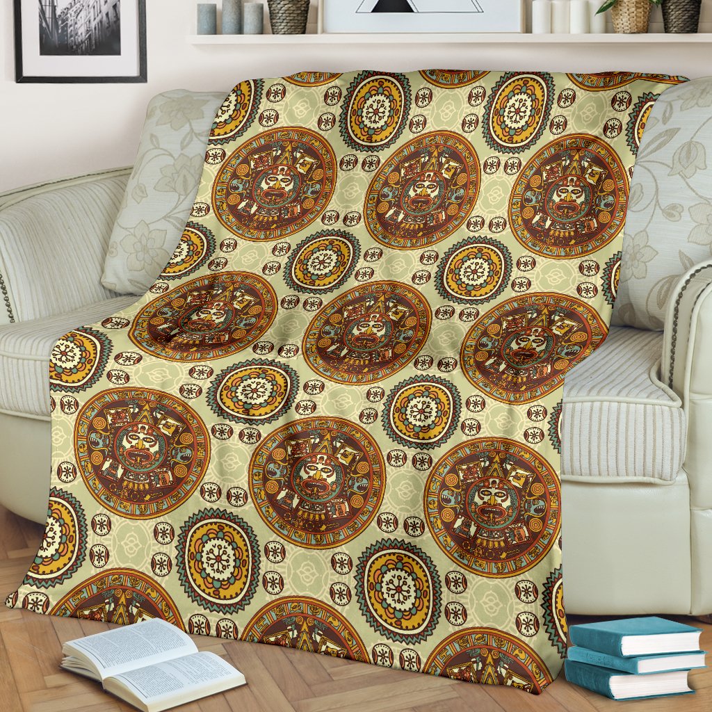 Calendar Aztec Themed Print Pattern Fleece Blanket
