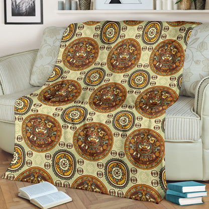 Calendar Aztec Themed Print Pattern Fleece Blanket