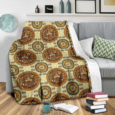 Calendar Aztec Themed Print Pattern Fleece Blanket