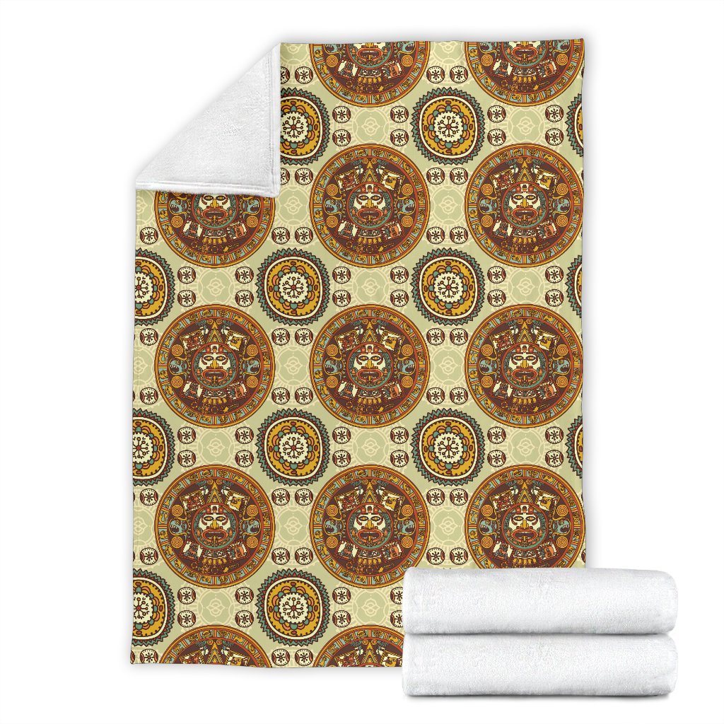 Calendar Aztec Themed Print Pattern Fleece Blanket