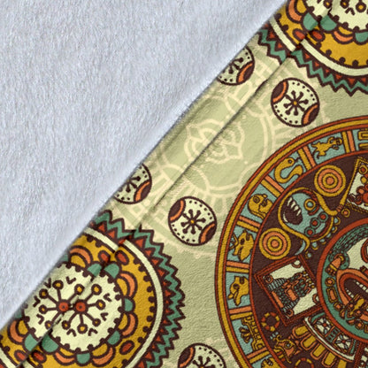 Calendar Aztec Themed Print Pattern Fleece Blanket