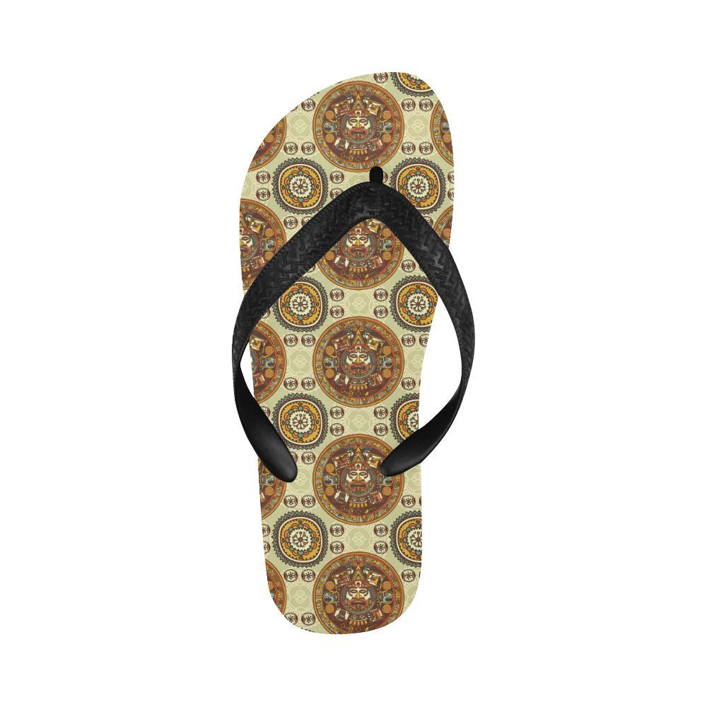 Calendar Aztec Themed Print Pattern Flip Flops-JTAMIGO.COM