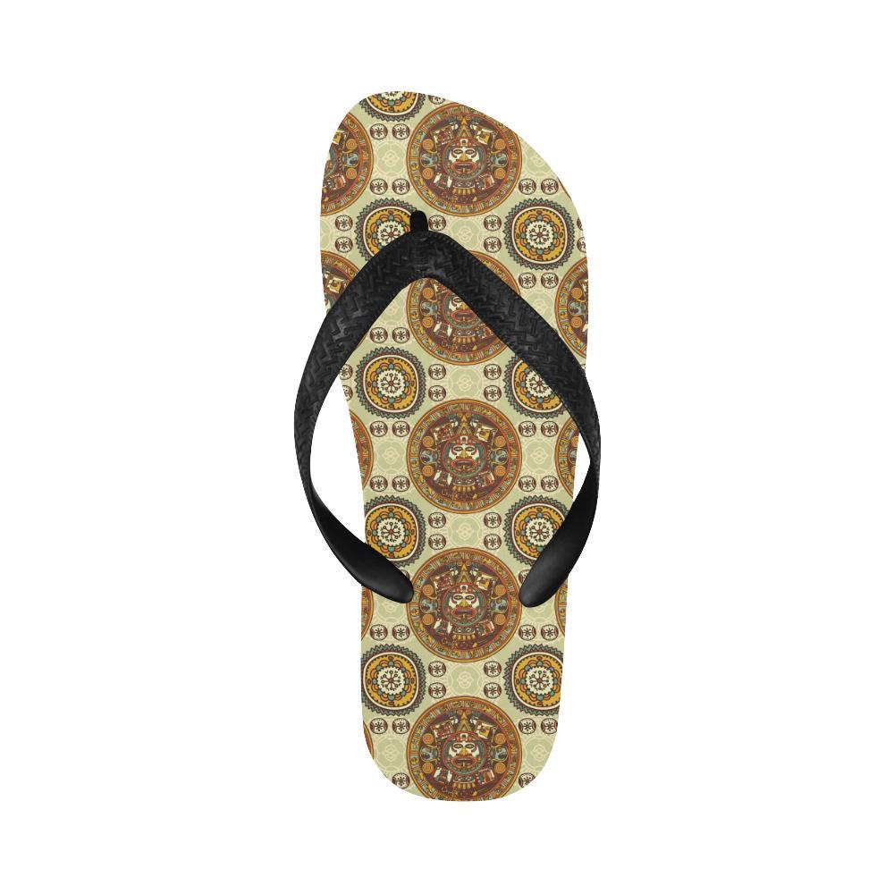 Calendar Aztec Themed Print Pattern Flip Flops-JTAMIGO.COM