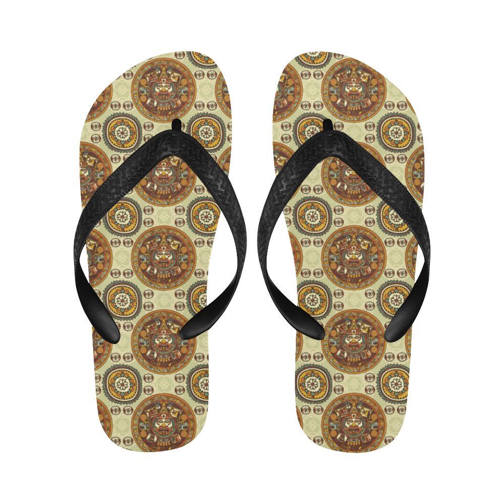 Calendar Aztec Themed Print Pattern Flip Flops-JTAMIGO.COM