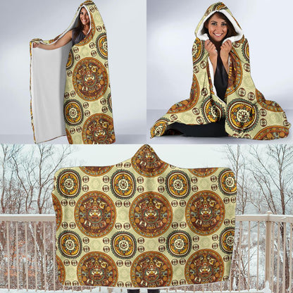 Calendar Aztec Themed Print Pattern Hooded Blanket-JTAMIGO.COM