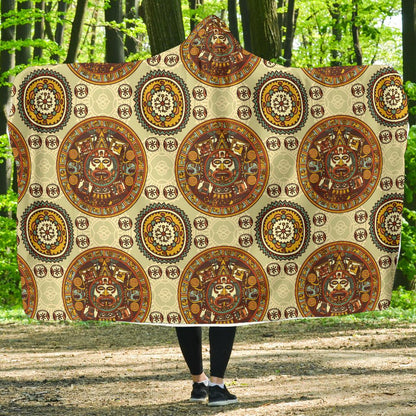 Calendar Aztec Themed Print Pattern Hooded Blanket-JTAMIGO.COM