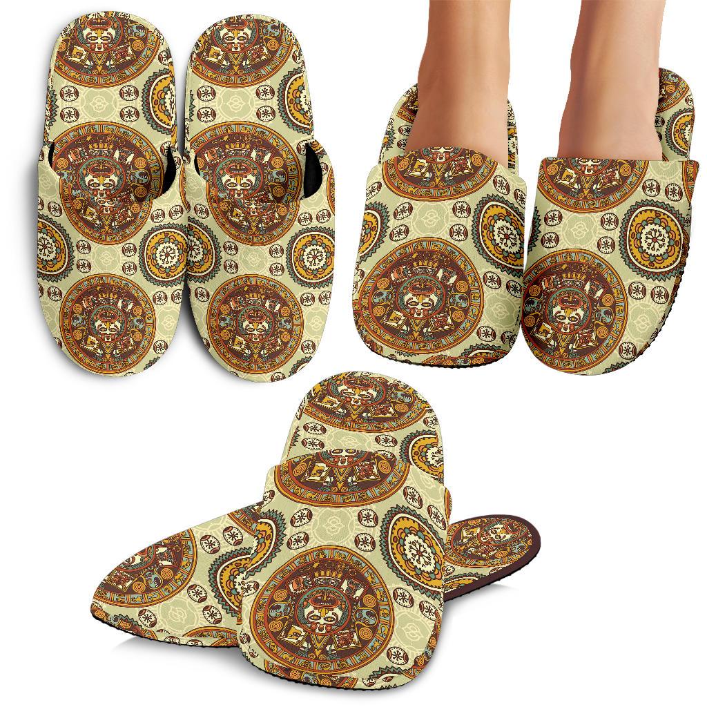 Calendar Aztec Themed Print Pattern House Slippers