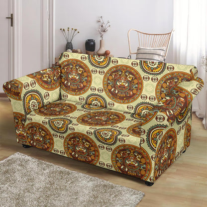 Calendar Aztec Themed Print Pattern Loveseat Slipcover-JTAMIGO.COM