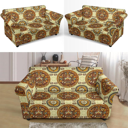 Calendar Aztec Themed Print Pattern Loveseat Slipcover-JTAMIGO.COM
