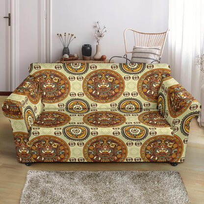 Calendar Aztec Themed Print Pattern Loveseat Slipcover-JTAMIGO.COM
