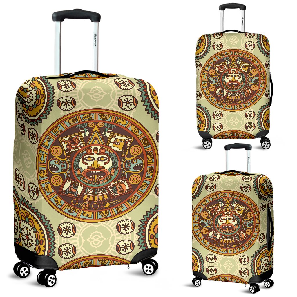 Calendar Aztec Themed Print Pattern Luggage Cover Protector