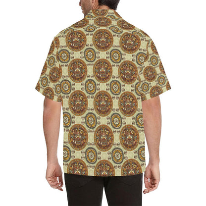 Calendar Aztec Themed Print Pattern Men Aloha Hawaiian Shirt