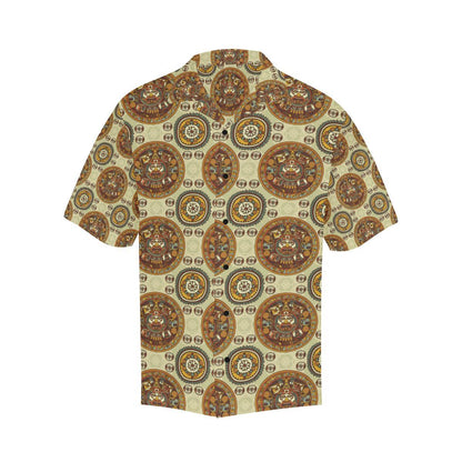 Calendar Aztec Themed Print Pattern Men Aloha Hawaiian Shirt