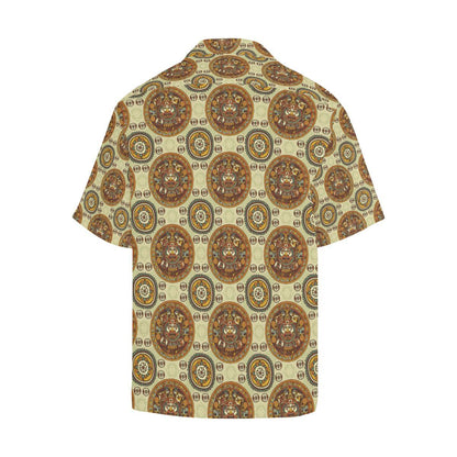 Calendar Aztec Themed Print Pattern Men Aloha Hawaiian Shirt