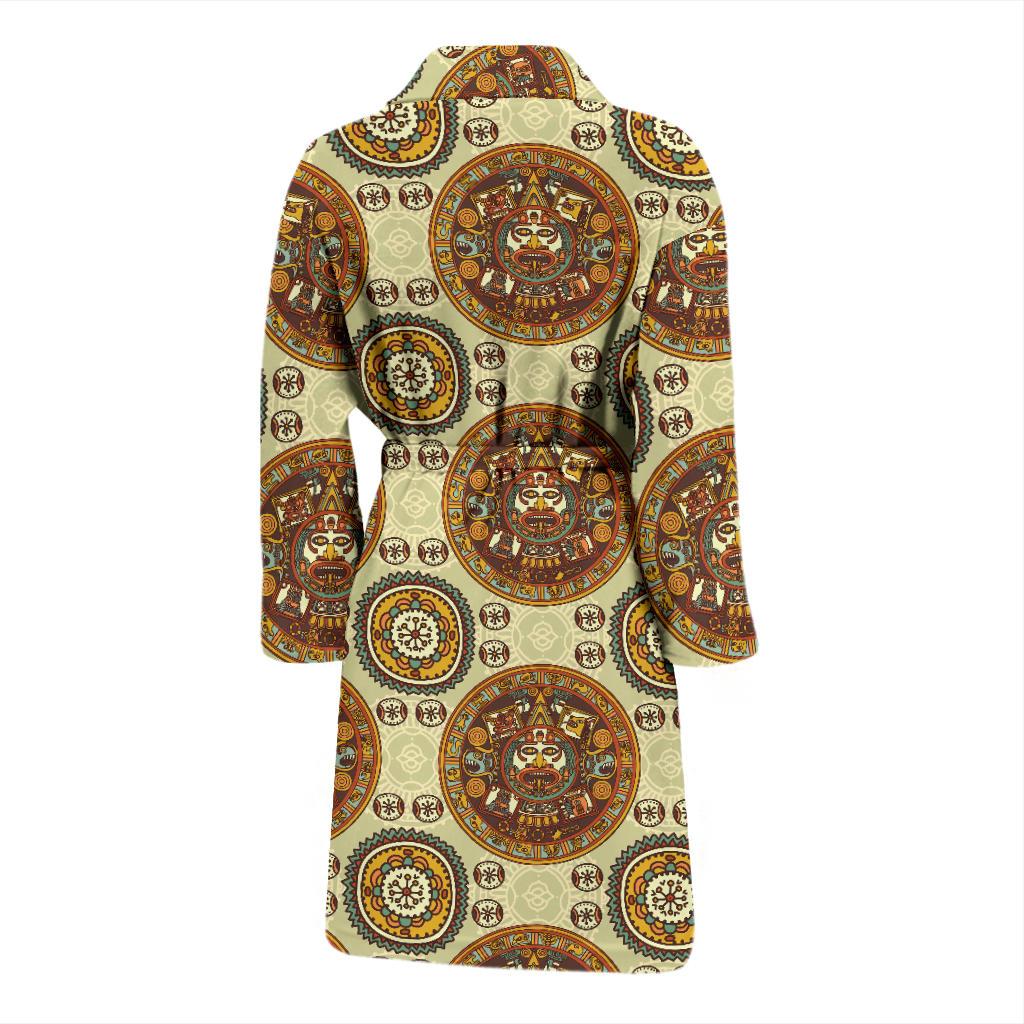 Calendar Aztec Themed Print Pattern Men Bath Robe-JTAMIGO.COM
