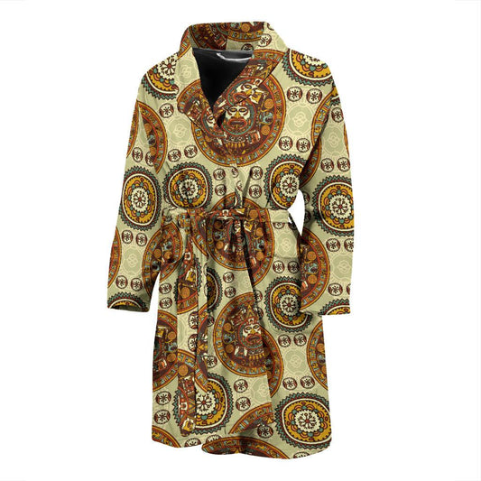 Calendar Aztec Themed Print Pattern Men Bath Robe-JTAMIGO.COM