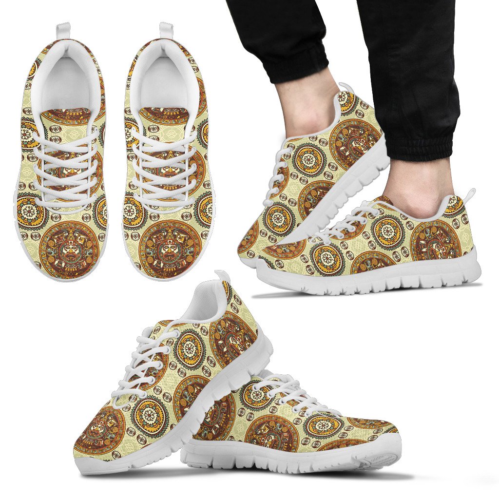 Calendar Aztec Themed Print Pattern Men Sneakers Shoes