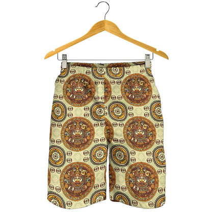 Calendar Aztec Themed Print Pattern Mens Shorts-JTAMIGO.COM