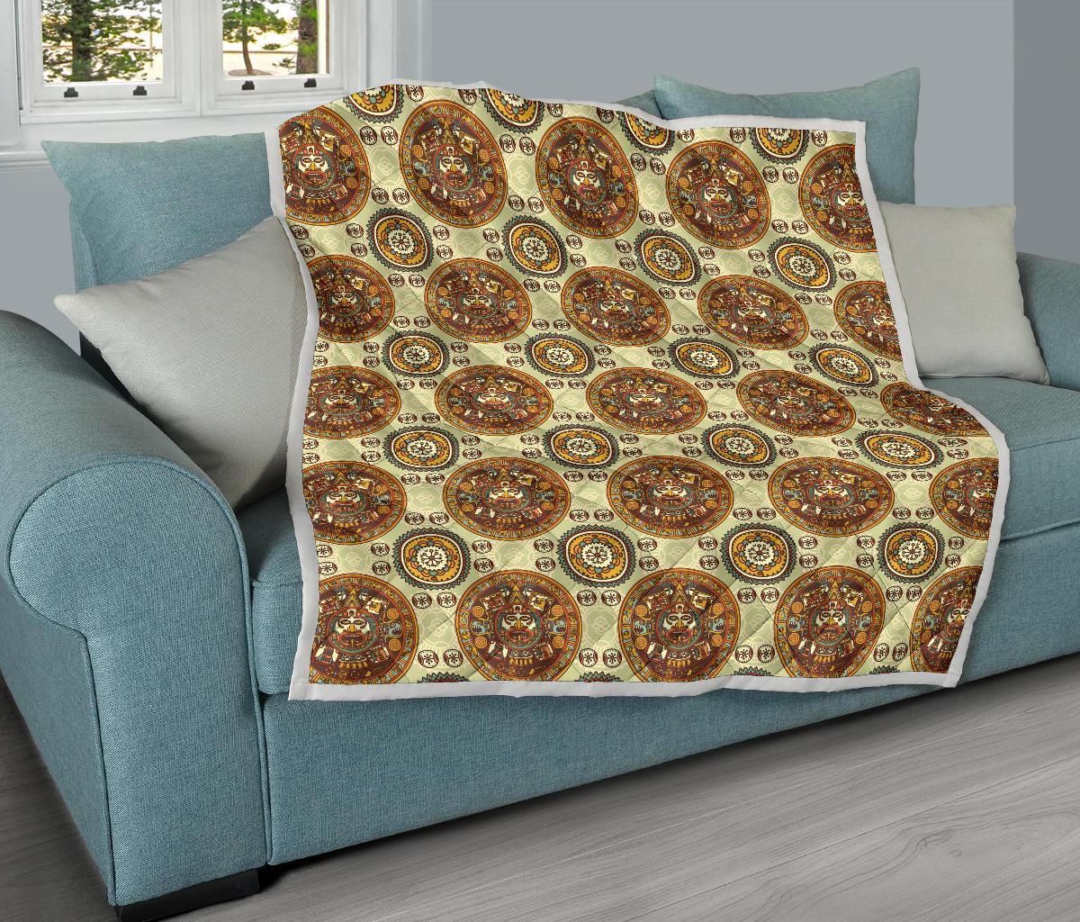 Calendar Aztec Themed Print Pattern Premium Quilt-JTAMIGO.COM