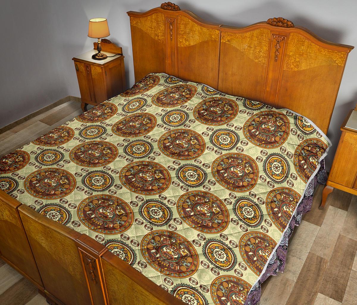Calendar Aztec Themed Print Pattern Premium Quilt-JTAMIGO.COM