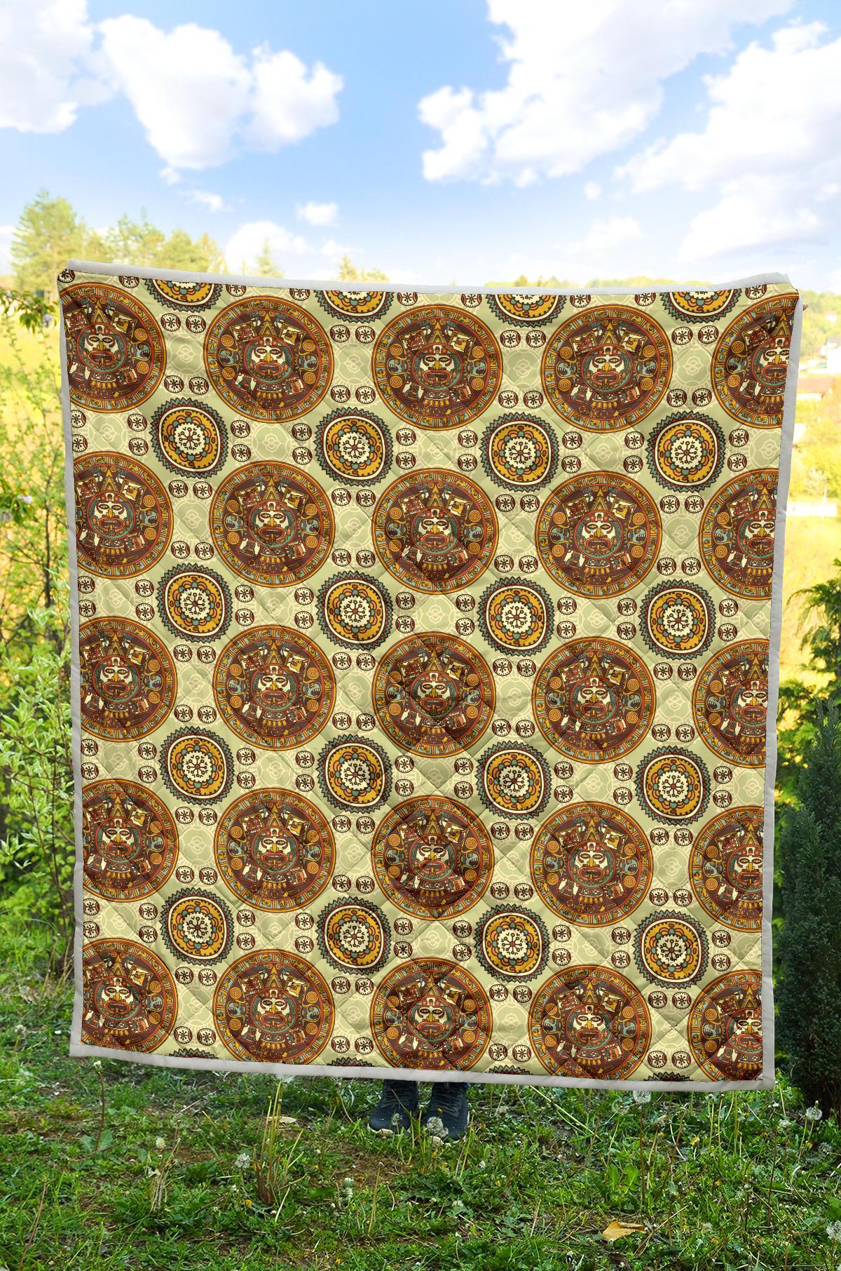 Calendar Aztec Themed Print Pattern Premium Quilt-JTAMIGO.COM