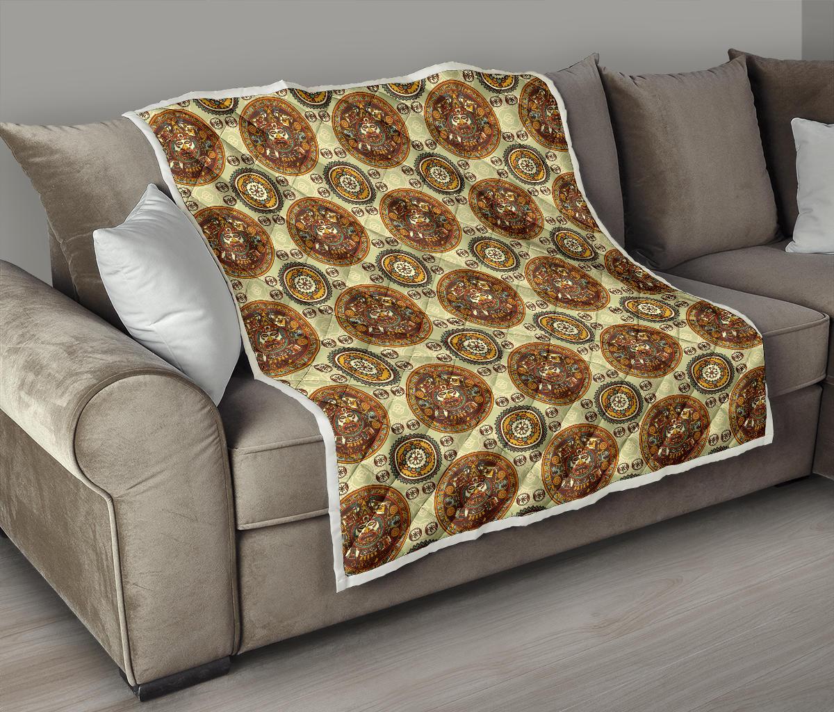 Calendar Aztec Themed Print Pattern Premium Quilt-JTAMIGO.COM