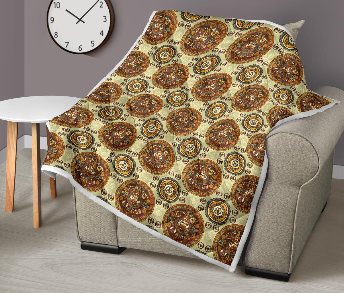 Calendar Aztec Themed Print Pattern Premium Quilt-JTAMIGO.COM