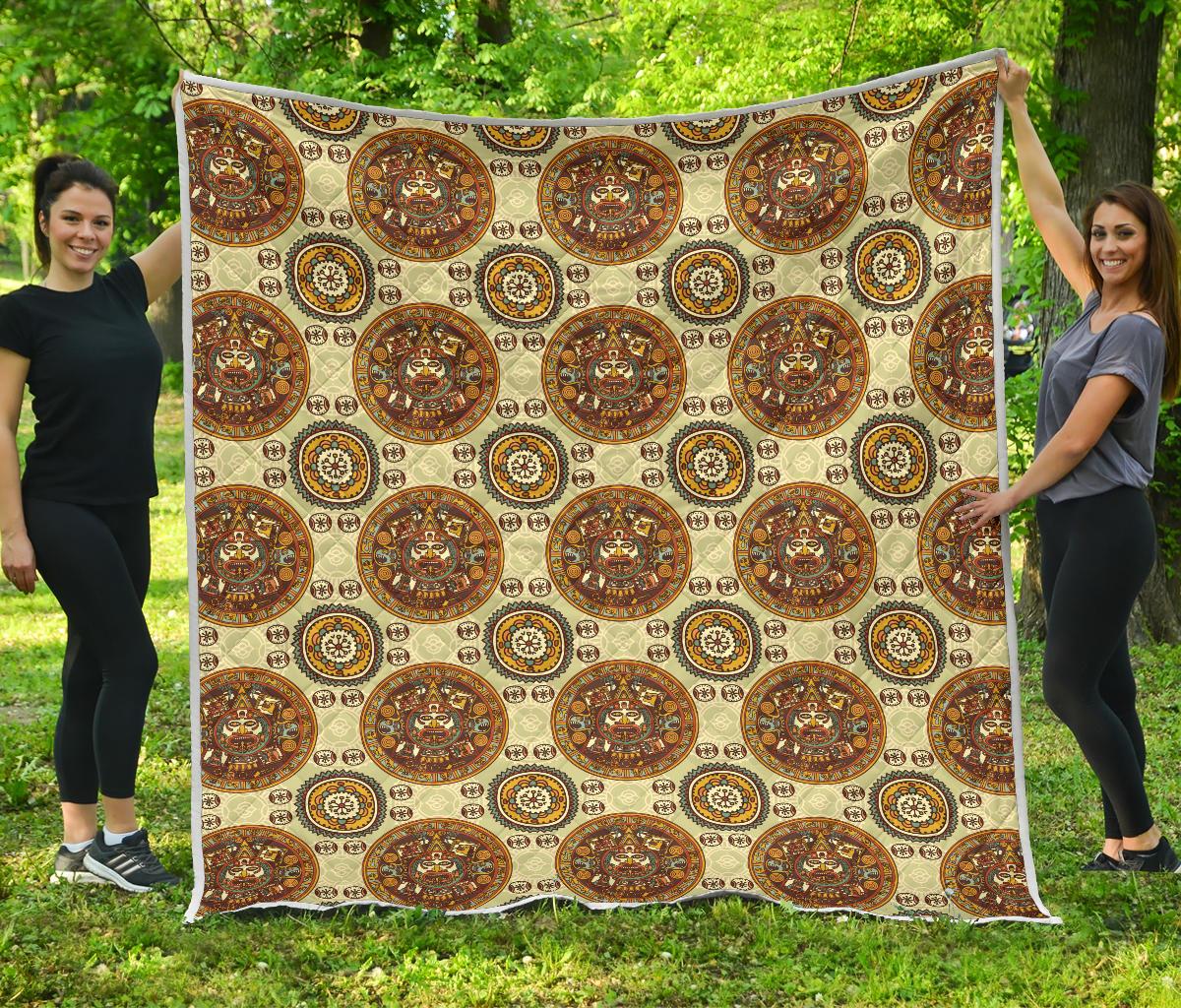 Calendar Aztec Themed Print Pattern Premium Quilt-JTAMIGO.COM