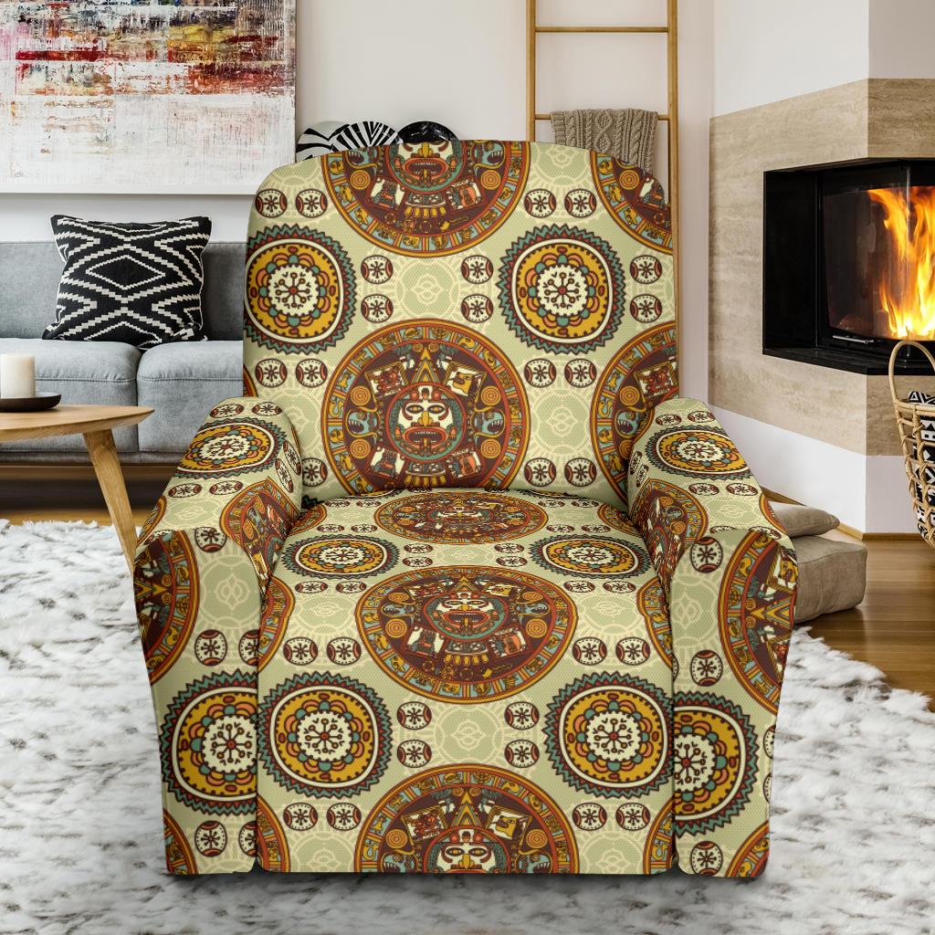 Calendar Aztec Themed Print Pattern Single Sofa Slipcover -JTAMIGO.COM