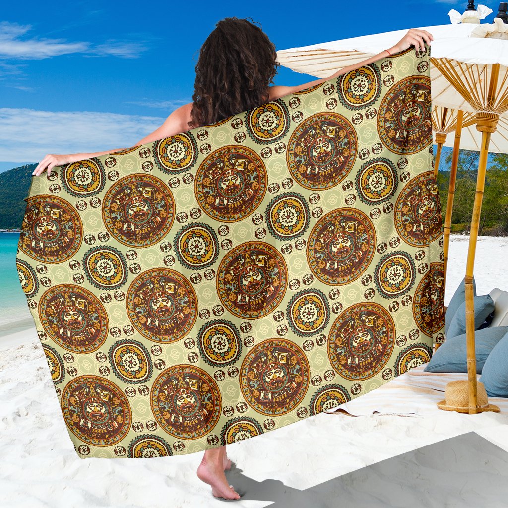 Calendar Aztec Themed Print Pattern Sarong Pareo Wrap