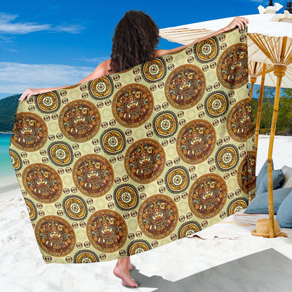 Calendar Aztec Themed Print Pattern Sarong Pareo Wrap