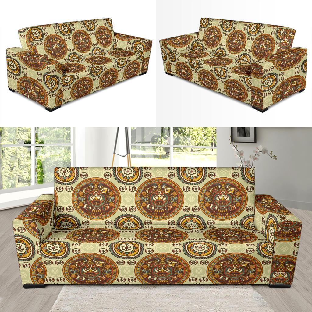 Calendar Aztec Themed Print Pattern Sofa Slipcover-JTAMIGO.COM