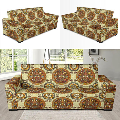 Calendar Aztec Themed Print Pattern Sofa Slipcover-JTAMIGO.COM