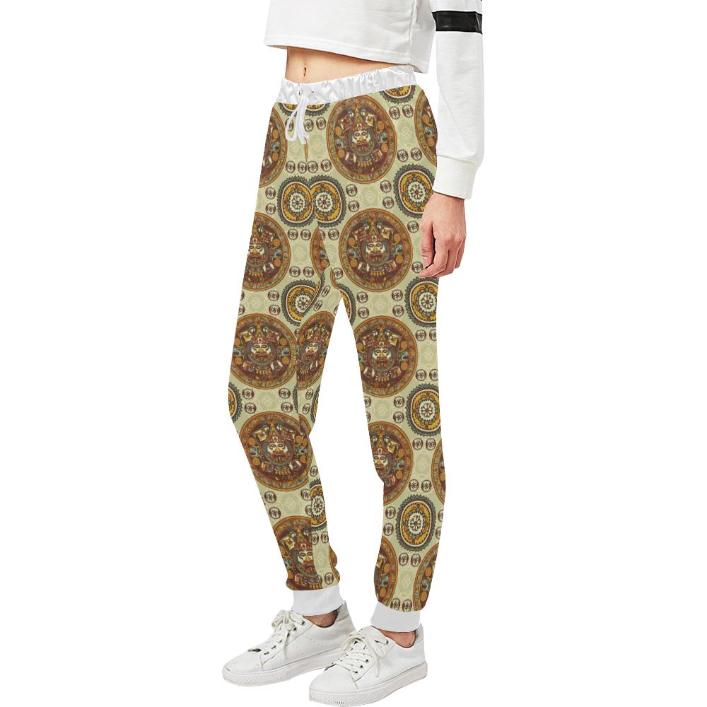 Calendar Aztec Themed Print Pattern Unisex Casual Sweatpants (Model L11)-JTAMIGO.COM