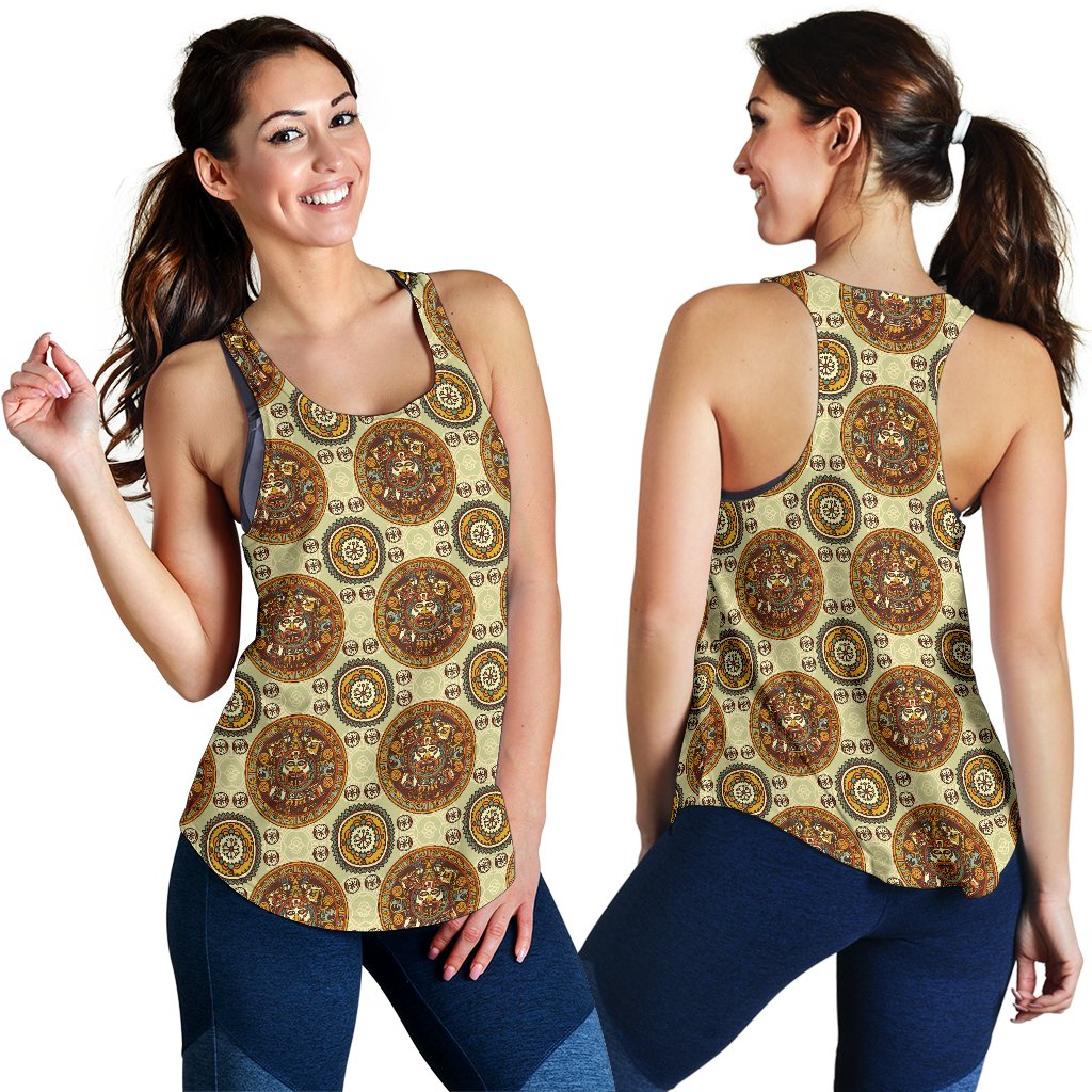 Calendar Aztec Themed Print Pattern Women Racerback Tank Top