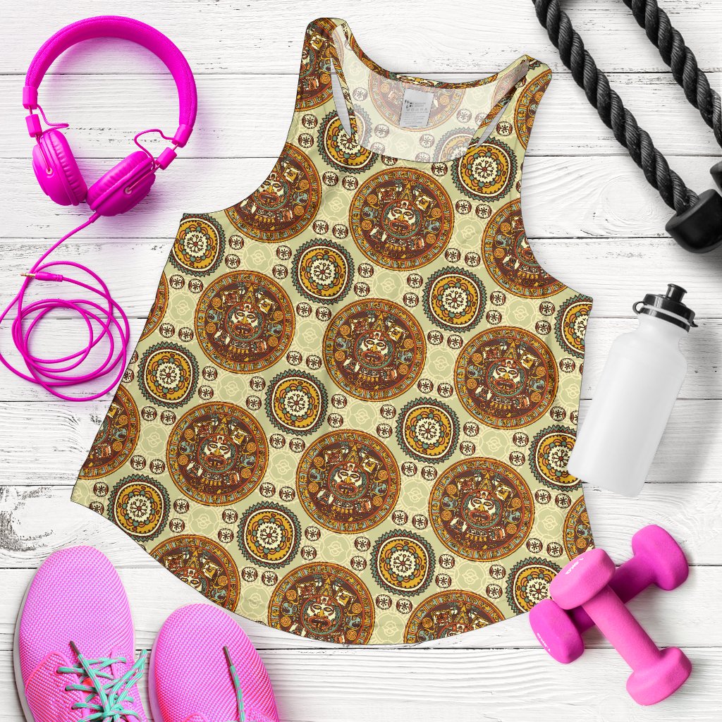 Calendar Aztec Themed Print Pattern Women Racerback Tank Top
