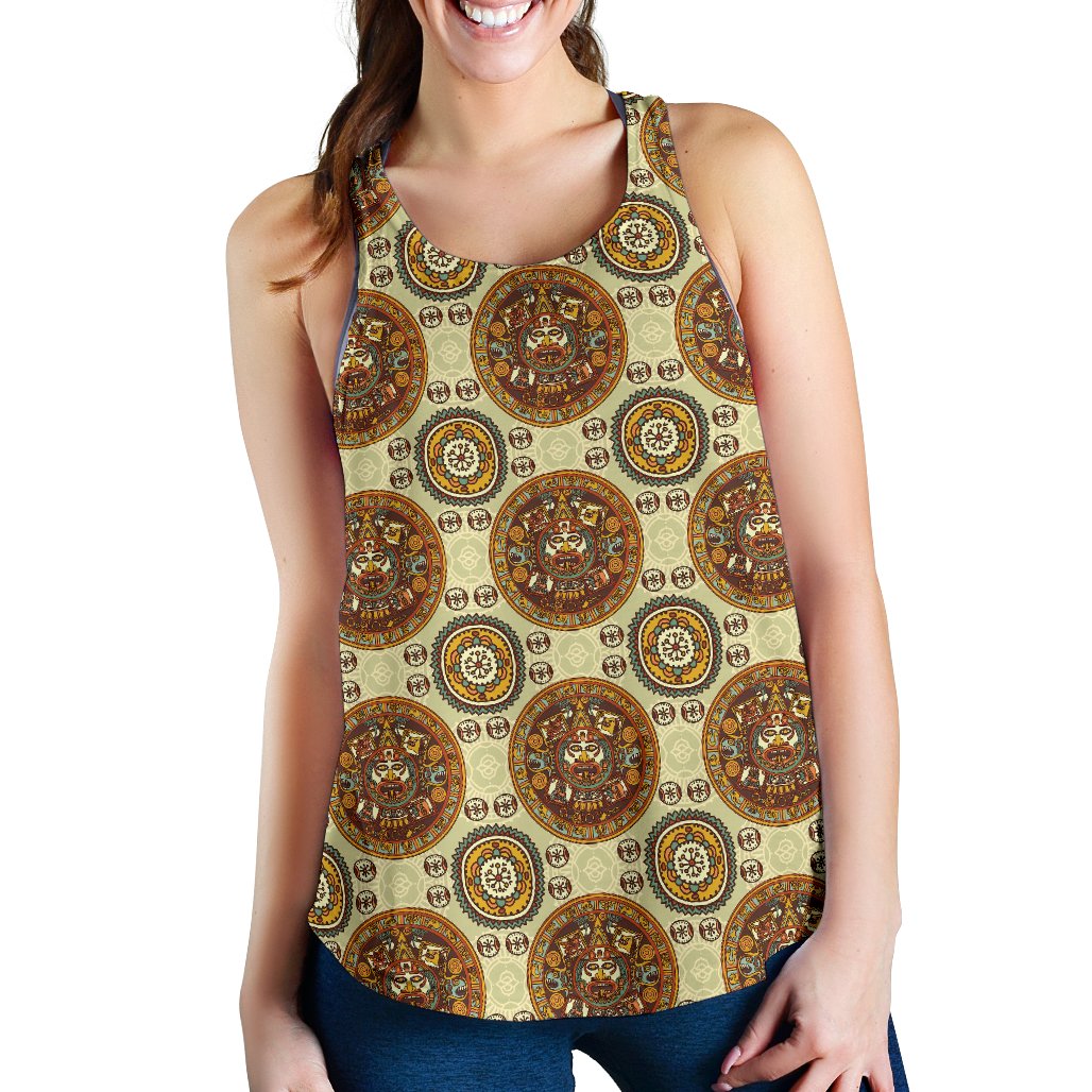 Calendar Aztec Themed Print Pattern Women Racerback Tank Top