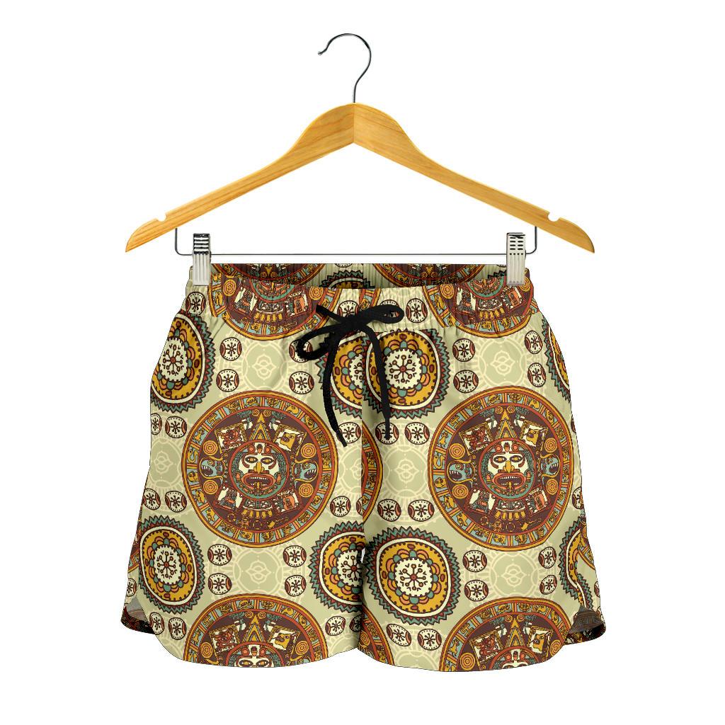 Calendar Aztec Themed Print Pattern Women Shorts-JTAMIGO.COM