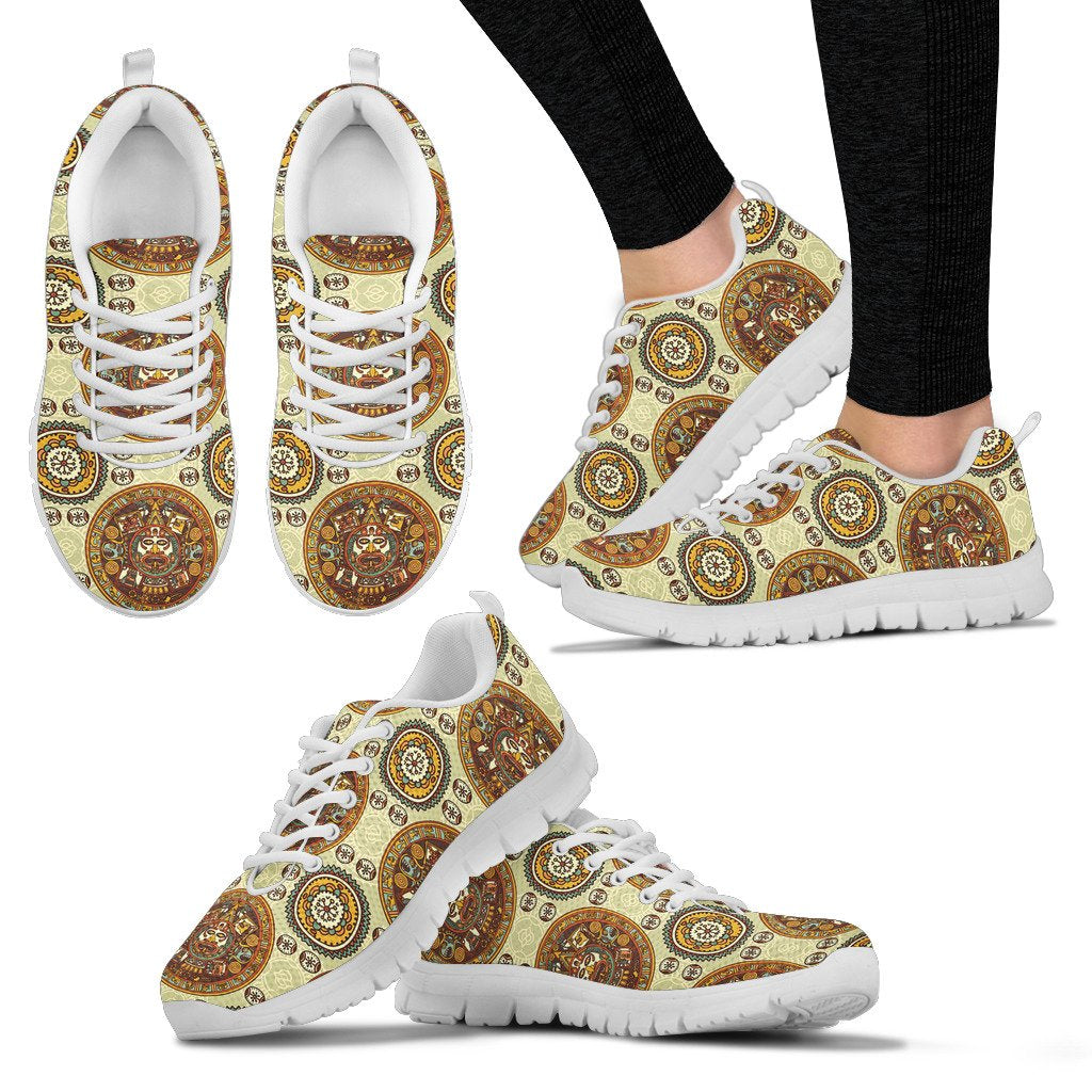 Calendar Aztec Themed Print Pattern Women Sneakers Shoes