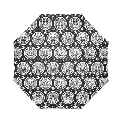 Calendar Aztec White Black Print Pattern Automatic Foldable Umbrella