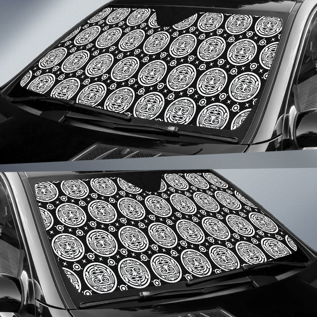 Calendar Aztec White Black Print Pattern Car Sun Shade For Windshield