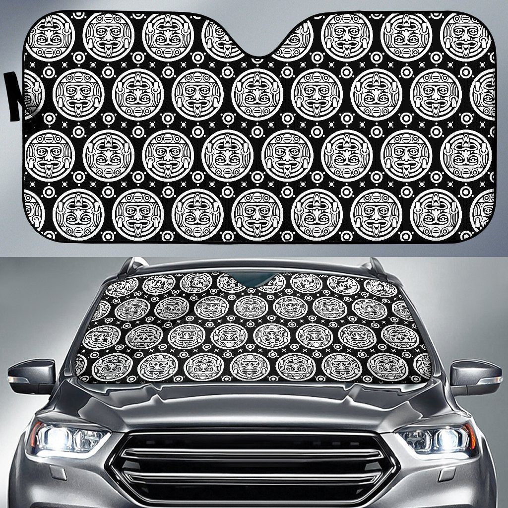Calendar Aztec White Black Print Pattern Car Sun Shade For Windshield