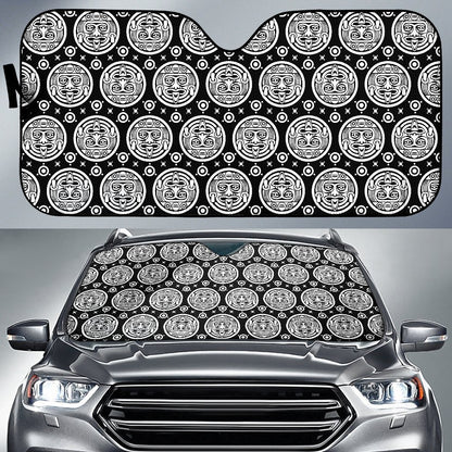 Calendar Aztec White Black Print Pattern Car Sun Shade For Windshield