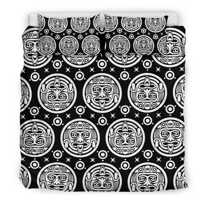 Calendar Aztec White Black Print Pattern Duvet Cover Bedding Set